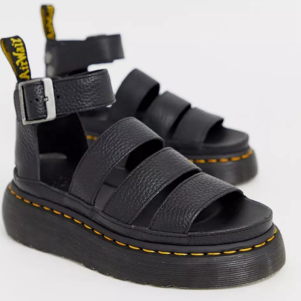 NEW CLARISSA II QUAD LEATHER PLATFORM SANDALS size 10